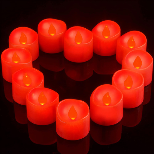 Ymenow Luces Led De Te Rojas, 12 Velas Que Funcionan Con Pil