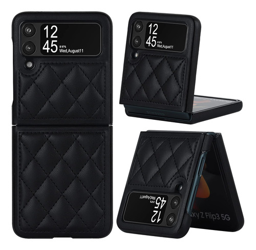 Funda De Cuero Para Samsung Galaxy Z Flip 4 - Negro