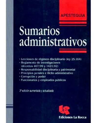 Sumarios Administrativos 3/ed. Apesteguia