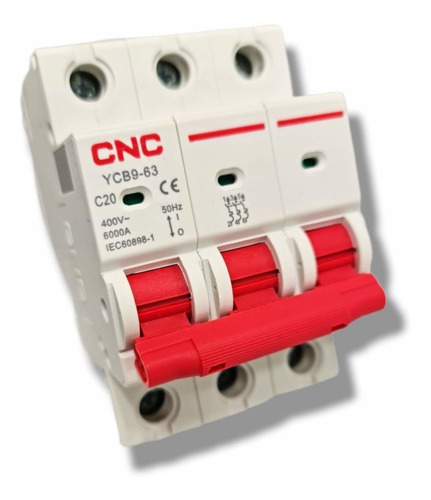 Imagen 2 de 2 de Interruptor Automático 3x20a Curva C 6ka Cnc