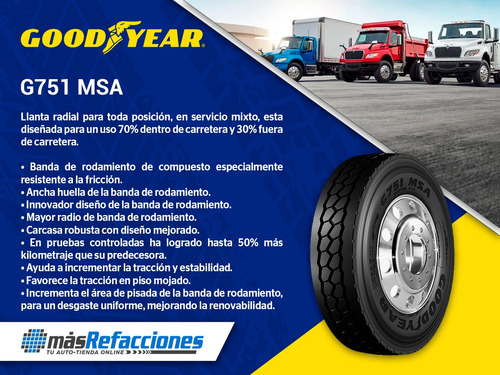 Llanta Camión 11r24.5 149/146k Goodyear G751 Msa
