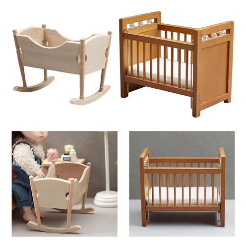 1:12 Dollhouse Cradle Diy Craft Room Decor Accesorios
