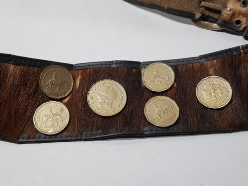 Imagen 7 de 10 de Antigua Rastra De Gaucho Monedas Metal Cuero Mag 59078