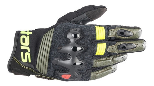 Luva Alpinestars Halo Couro Masculina Forest Amarelo Fluor @ Tamanho GG