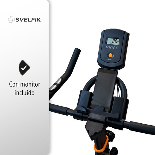Bicicleta fija Svelfik Spin Fit para spinning color negro y naranja