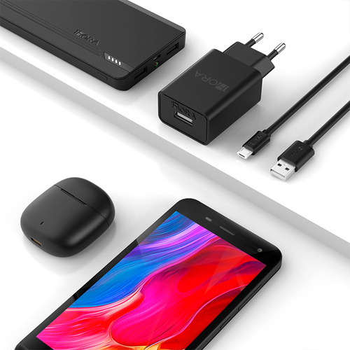 Cargador USB de 1 hora con cable micro USB 2.0a negro