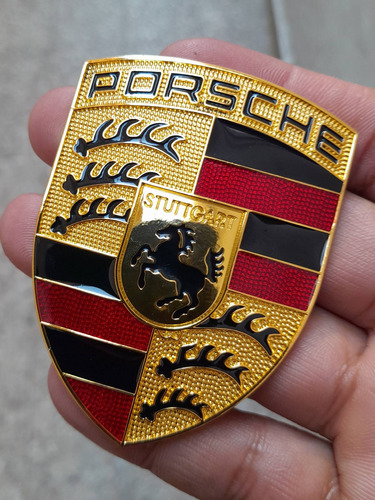 Escudo Emblema Capot Metalico Porsche 6,7 Cm X 5 Cm