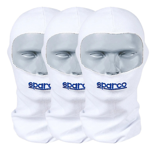 Kit3 Touca Ninja Balaclava Kart Sparco Moto Ciclismo Corrida Cor Branco Desenho Do Tecido Liso Tamanho Universal