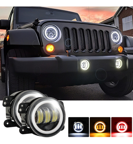 Faros Antiniebla Led E44 Pulgadas Halo Ring Work Light Para
