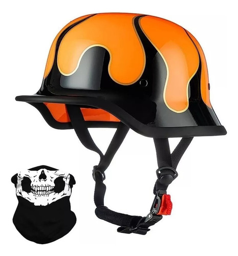 Casco Motocicleta Estilo Alemán Medio Casco Calavera Retro-f