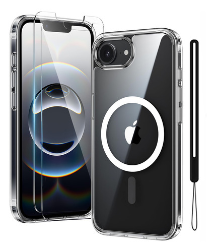 Funda Para iPhone 16e Case Con Magsafe Transparente Resistente Trasparente Magsafe+2mica+correa