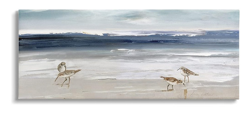 Stupell Industries Sandpipers Grazing Sea Shore Canvas Wall 