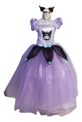 Disfraz Cosplay Halloween Vestido Kuromi Largo 7 Niñas B Lanco Y Rosa 4