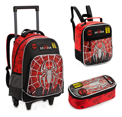 Mochila Spider 46cm Rodinha Poliéster Reforçada Inmetro