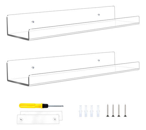Estante Acrilico Transparente 2 Flotante 15  Para Niño Pared
