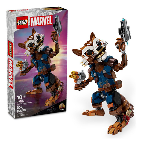 Lego Marvel Guardiões Rocket E Baby Groot - 76282