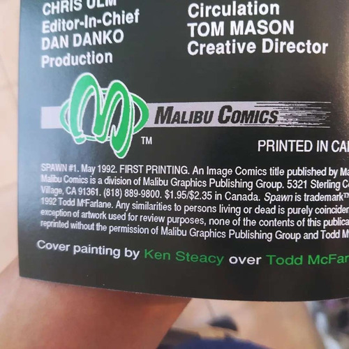 Image Comics, Todd Mcfarlane Spawn, Spawn Cómic No.1 (Usado)