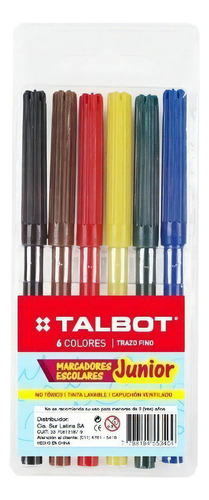 Marcador Talbot Junior Al Agua X 6 Colores Latina 2152