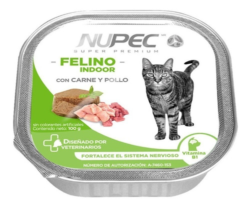 Alimento Nupec Nutrición Científica Consciente Indoor para gato adulto sabor carne y pollo en lata de 100g