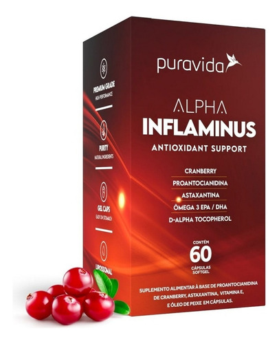 Alpha Inflaminus Antioxidante Astaxantina Dha Epa Pura Vida Sabor Sem sabor