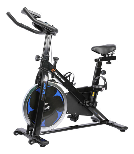 Bicicleta Ergométrica Mile Fitness Para Spinning Preta E Azul 20 Níveis De Intensidade Ajustável D2202191 Monitor De Exercício Suporta 130kg