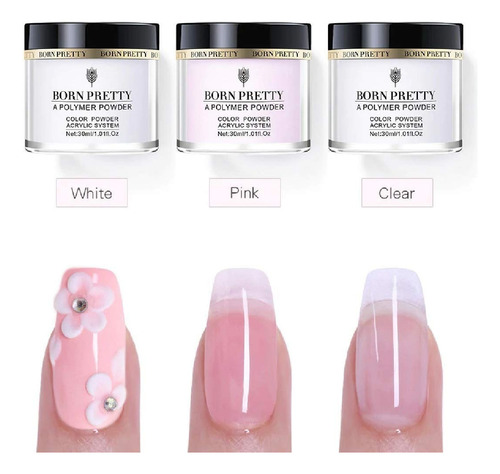 Oferta!!! Polímero Rosa, Clear, Born Pretty Acrílico 30 Grs