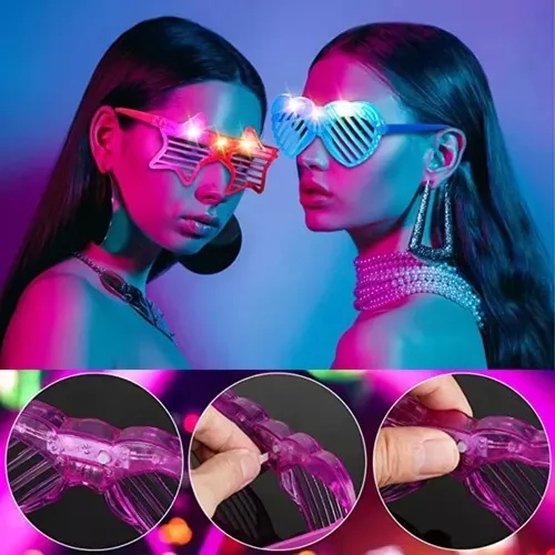 Lente Con Luz Led Cotillon Gafas Anteojo Neon Rayas X15