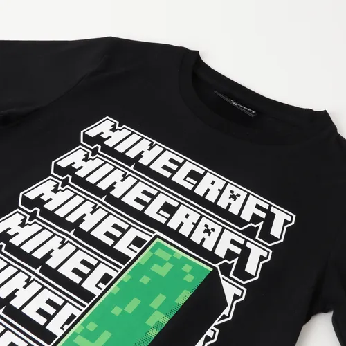 Polera Manga Larga Niño Multi Logo Negro Minecraft