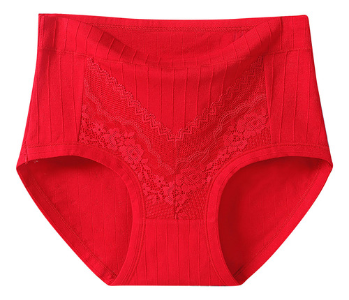 Bragas E Para Mujer De Encaje Liso, Talla Grande, Cintura Al