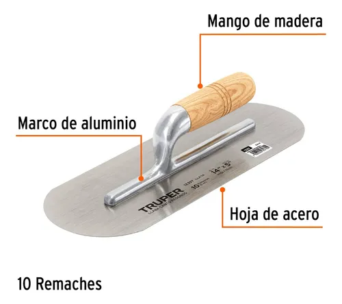 Llana Canto Redondo 35 X 13 Mm Con Mango De Madera 14 PuLG