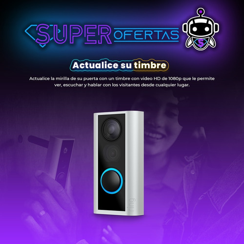 Ring Peephole Timbre Inteligente Cámara Video Portero 1080p