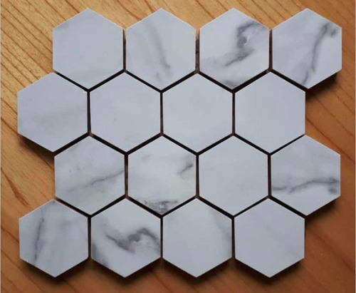 Malla Hexagonal 70mm Ceramica Calacatta Simil Marmol 