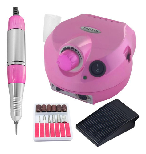 Motor Lixadeira Nail Drill Porquinho Prof 45000 Rpm Bivolt Cor Rosa - 45000 Rpm 110V/220V