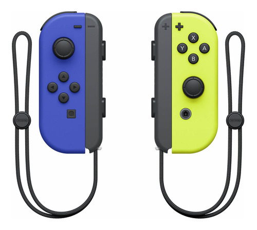 Imagen 1 de 6 de Set de control joystick inalámbrico Nintendo Switch Joy-Con (L)/(R) azul y amarillo neón