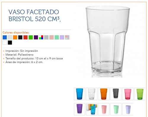 Imagen 2 de 4 de 50 Vaso Plástico Bristol Facetado 520 Cm3 Bar Gastronomía