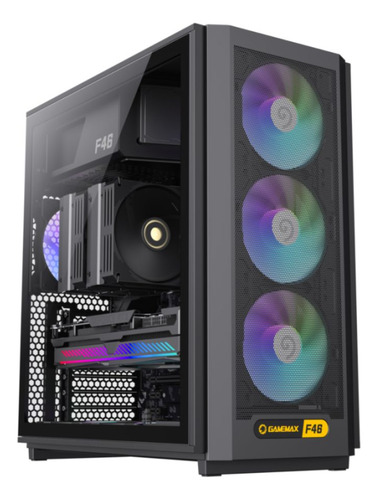 Gabinete Mid Tower Gamemax F46 4 Fan Argb Vidrio Templado Negro