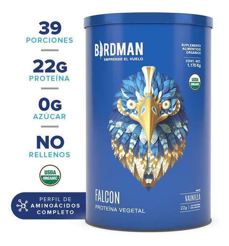 Proteína Vegetal Orgánica Falcon Protein 1.170kg Birdman Sabor Vainilla