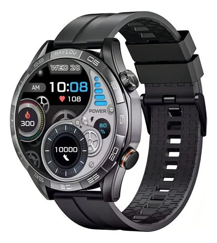 Reloj inteligente Haylou Solar 5, pantalla AMOLED 1,58 IP68, funda impermeable, pulsera negra, bisel negro, diseño de pulsera de malla