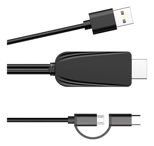 2 En 1 Tipo C/micro Usb A Cable, 2,0 Metros Adaptador 1080p