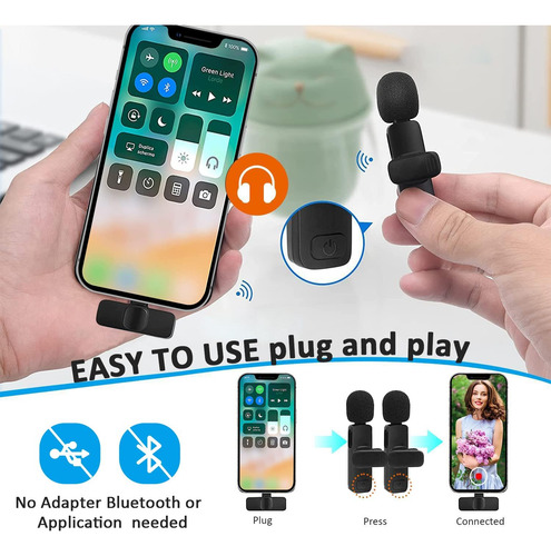 Micrófono Inalámbrico Para Celular,plug & Play,2pcs