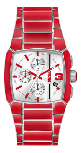 Reloj Hombre Diesel Dz4637 Cliffhanger Color de la correa Rojo Color del bisel Rojo Color del fondo Plateado