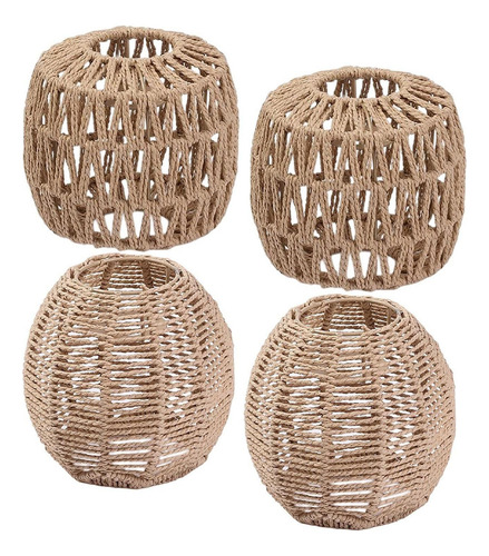 4x Pantallas De Lámpara Colgante Cuerda De Papel Pantalla