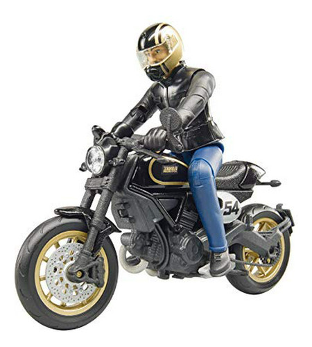 Moto Ducati Café Racer Con Figura Y Accesorios