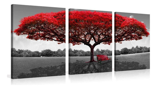 Imagen De Árbol Rojo, Decoración Atística De Pared, Impresio