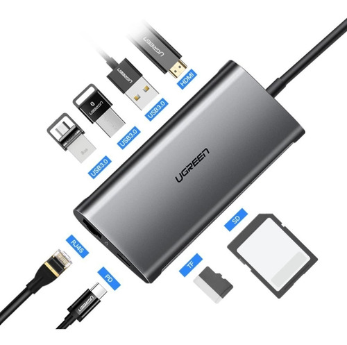 Hub Adaptador 8 En 1 Usb Tipo C Hdmi Red Ugreen Macbook