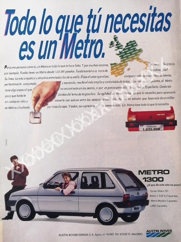 Cartel Retro Autos Austin Rover Metro 1300 1982 /894