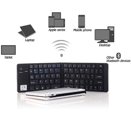 Imagen 7 de 10 de Mini Teclado Bluetooth Plegable Aluminio Base Celular Tablet