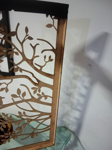 Imagen 5 de 5 de Cuadro Tríptico Árbol Con Pájaros Corte Láser Mdf De 2.5 Mm