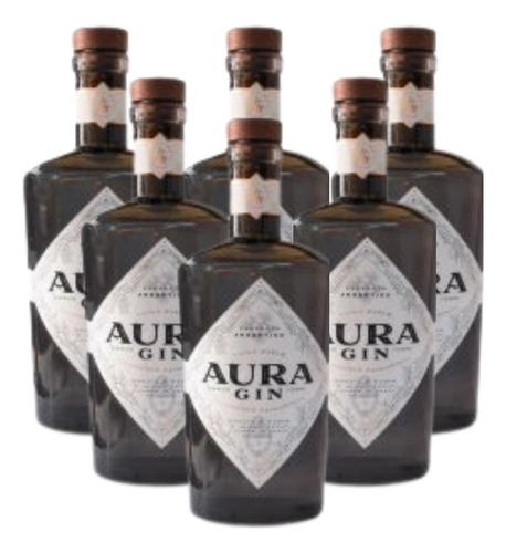 Gin Aura Handcrafted London Dry Enebro Patagónico 700ml X6u 