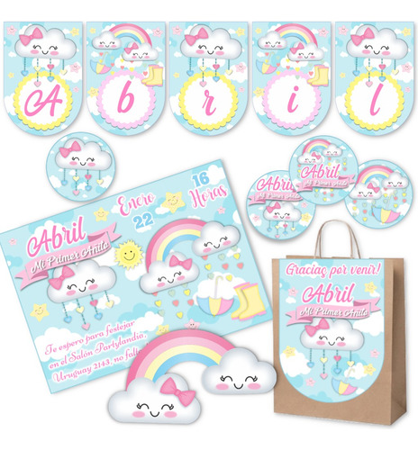 Kit Imprimible Lluvia De Amor Nubecita Editable Deco Y Candy